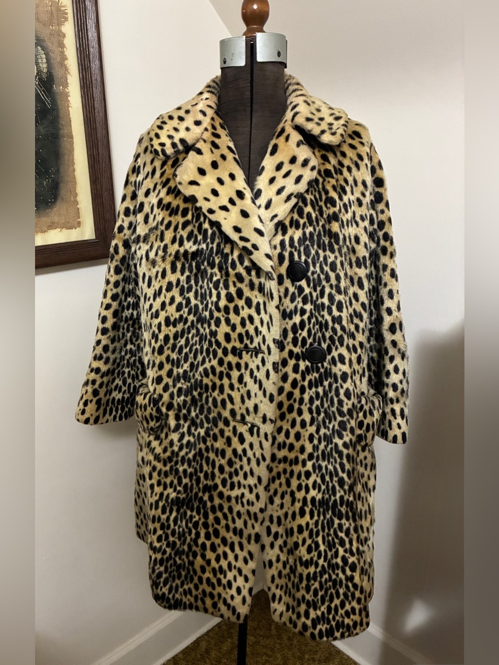 Vintage Cheetah Spotted Faux Fur Coat - Picture 3 of 12